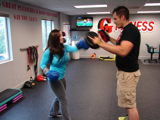 Natalie getting some boxing work in during her workout