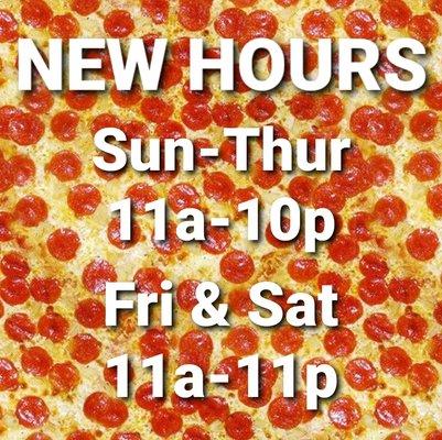 New hours 5/1/20