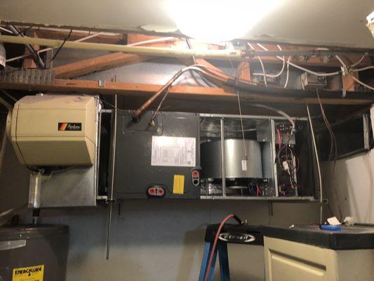 A typical horizontal air handler change.