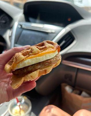 Maple waffle egg sandwich