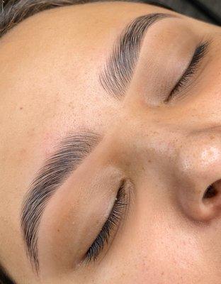 Brow lamination, tint & threading