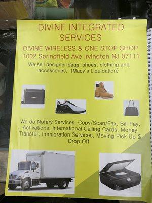 Flyer showing our services