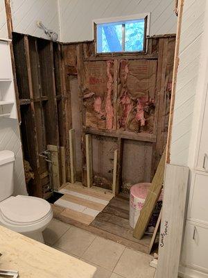 The start of a bathroom remodel we tore out everything and added support where needed. Stay tuned next pic is the new bathroom!