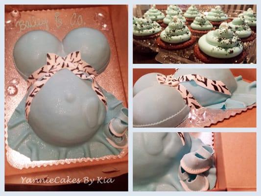 Tiffany's inspired Pregnant Belly Cake