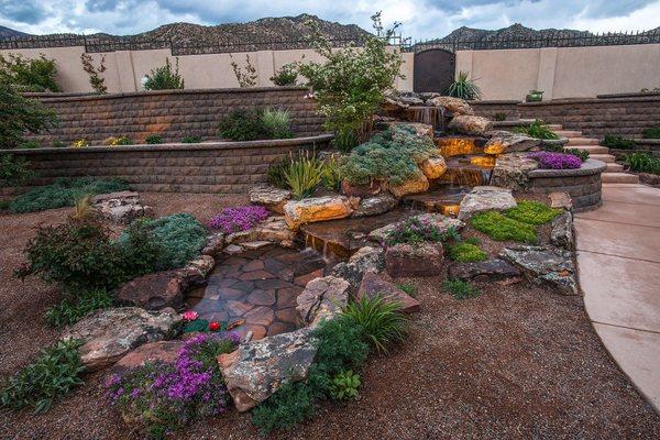 Award Winning Custom Water Feature and Retaining Wall.