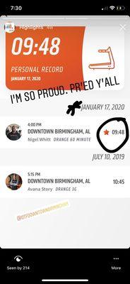 This is how much I've progressed in 6 months. I shaved almost an entire minute off my mile run. OTF WORKS YALL