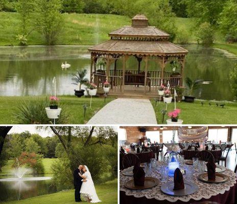 Shalom Acres Country Lake-side Gazebo Wedding and Party Venue Celebration Location with  elegant Carriage House and Open Air Reception Halls