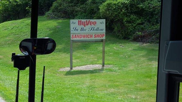 HyVee In The Hollow Sandwich Shop Road Sign