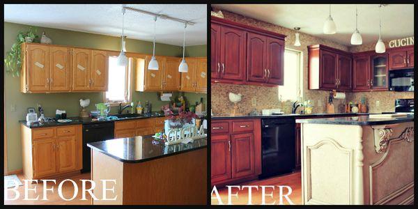 A kitchen we did, before and after. Give your kitchen an international feel