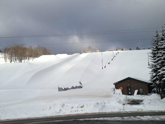 22 foot half pipe - bigger in person!  Note the huge jumps next to the pipe!  I dare you to go off them!