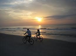 Evening beach ride to a restaurant for dinner.