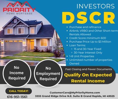 We have Investor DSCR loans