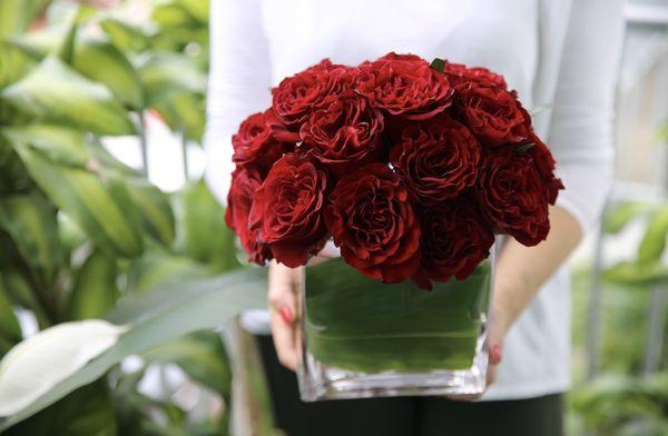 Roses in a Glass Vase