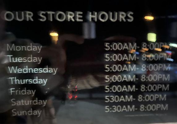 STORE HOURS