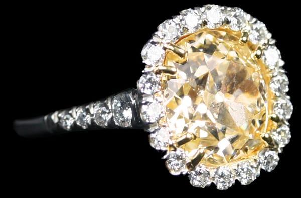 (1) Fancy Yellow Old Mine Cushion Brilliant Cut Diamond weighing 3.49 cts, Clarity Grade: VS1 (EGL USA Certified)