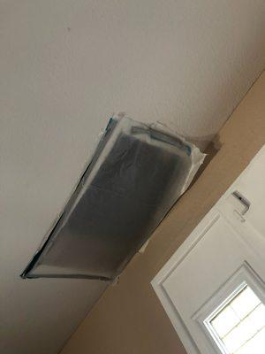 Had to cut holes in ceiling to repair water damage