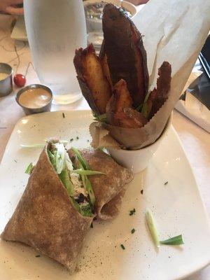 Chicken salad wrap with wedges