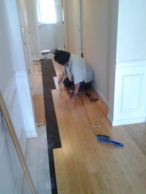 My installer finishing things up downstairs as well.