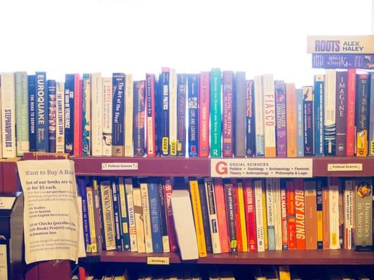 Our library of donated books which are sent to inmates in Texas.