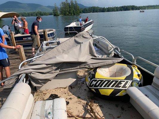 Our broken boat after the storm