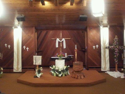 Front of sanctuary at Easter