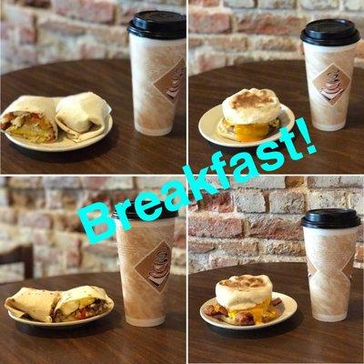 Breakfast Sandwiches & Burritos available daily.