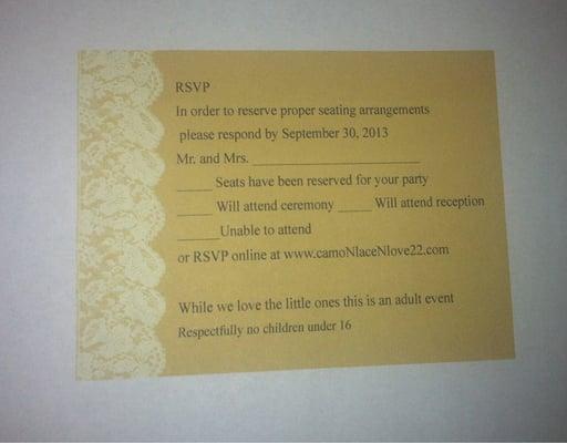 RSVP printed on the same paper, custom envelopes to follow! So excited