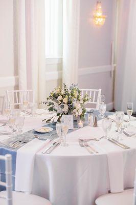 Reception Table with Slate Blue Runner