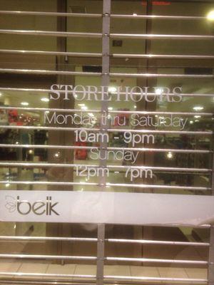 Store Hours - Oct 2016