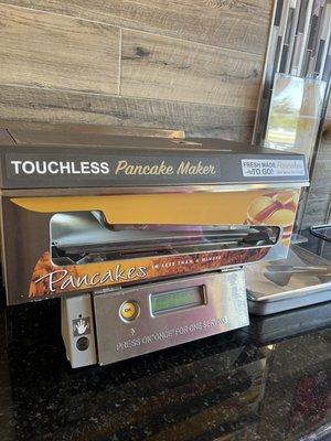 Interesting concept. Self contained pancake maker. Not good, but great entertainment.