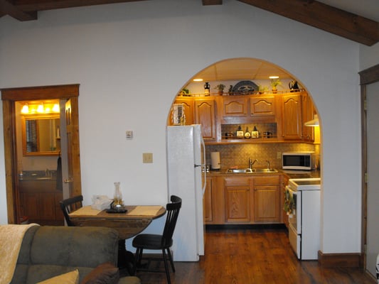 Office kitchenette and bathroom photo. Out building built for office in 2010.