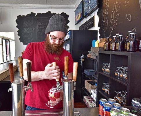 12 constantly rotating taps. Have a pint, short pour, or growler to-go. Photo from the Albany Business Review (goo.gl/AE9V4p)