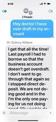 Another text message from my Doctor about payroll