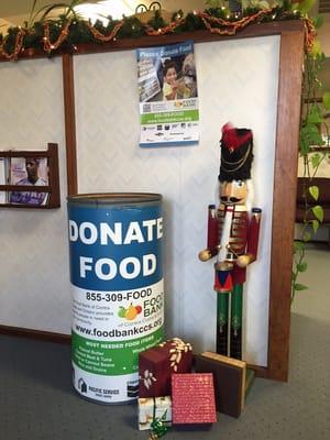 We are a donation station for The Food Bank of Contra Costa and Solano Counties! Donate non-perishable items!