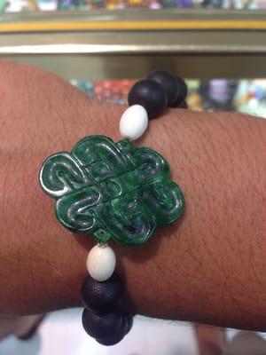 Sandalwood, ivory, and jade bracelet. Beautiful !