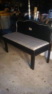 Queen size Headboard converted into a bench with storage