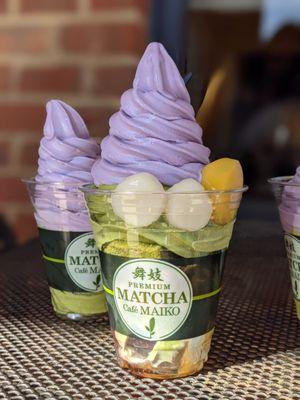 Ube and matcha parfait