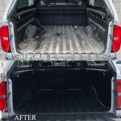 before & after truck bed deep clean & condition