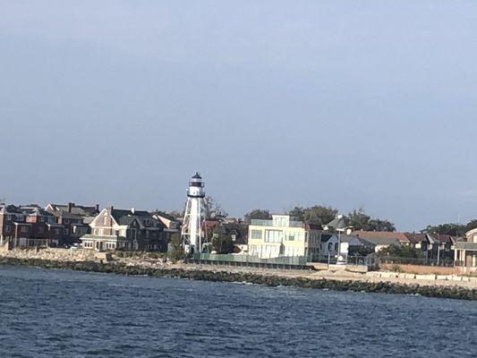 Coney Island lighthouse visible on the Rockaway ferry from Wall Street