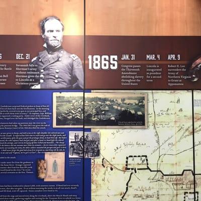 1864 Sherman marches thru Georgia.  1865 The Thirteenth Amendment abolishes slavery throughout the USA.