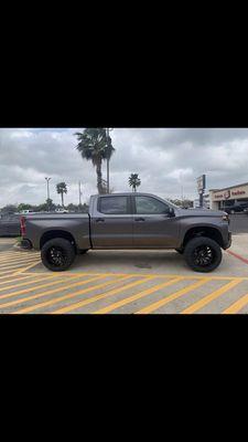 2018 Silverado wrapped in Satin dark grey with gloss black accents