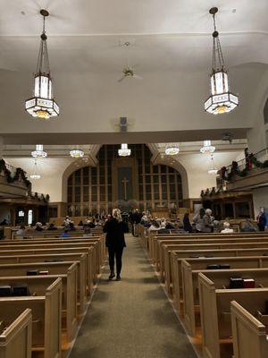 Inside church