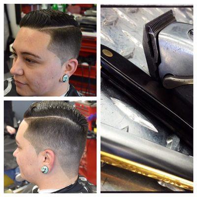 Hard part haircut with edge up/line up