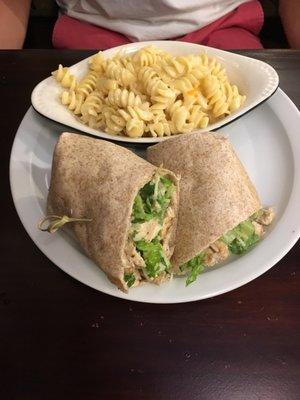 Chicken Caesar salad wrap with mac-n-cheese(both were great)