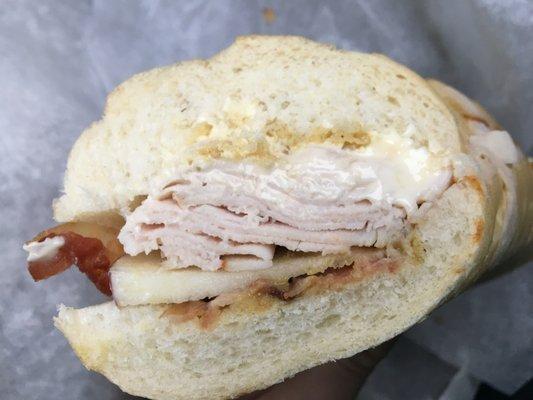 build your own: turkey, bacon, brie, apples, honey mustard.