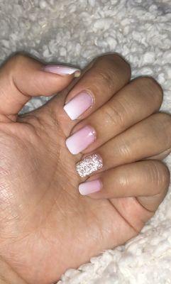 ombré nails + glitter design by Ivy