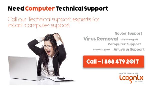 Technical support number for router support, printer support, antivirus support, computer support and email support