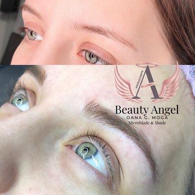 Eyebrows microblading, arch definition