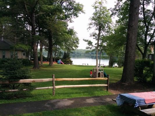 The view of Beach Lake from the cottages.