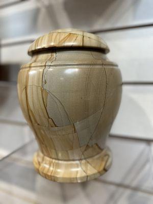 Marble cremation urn for ashes